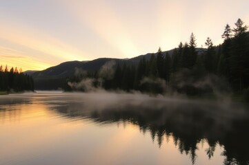 Fototapeta premium Misty Lake at Sunrise