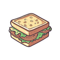 A cartoon illustration of a sandwich with lettuce