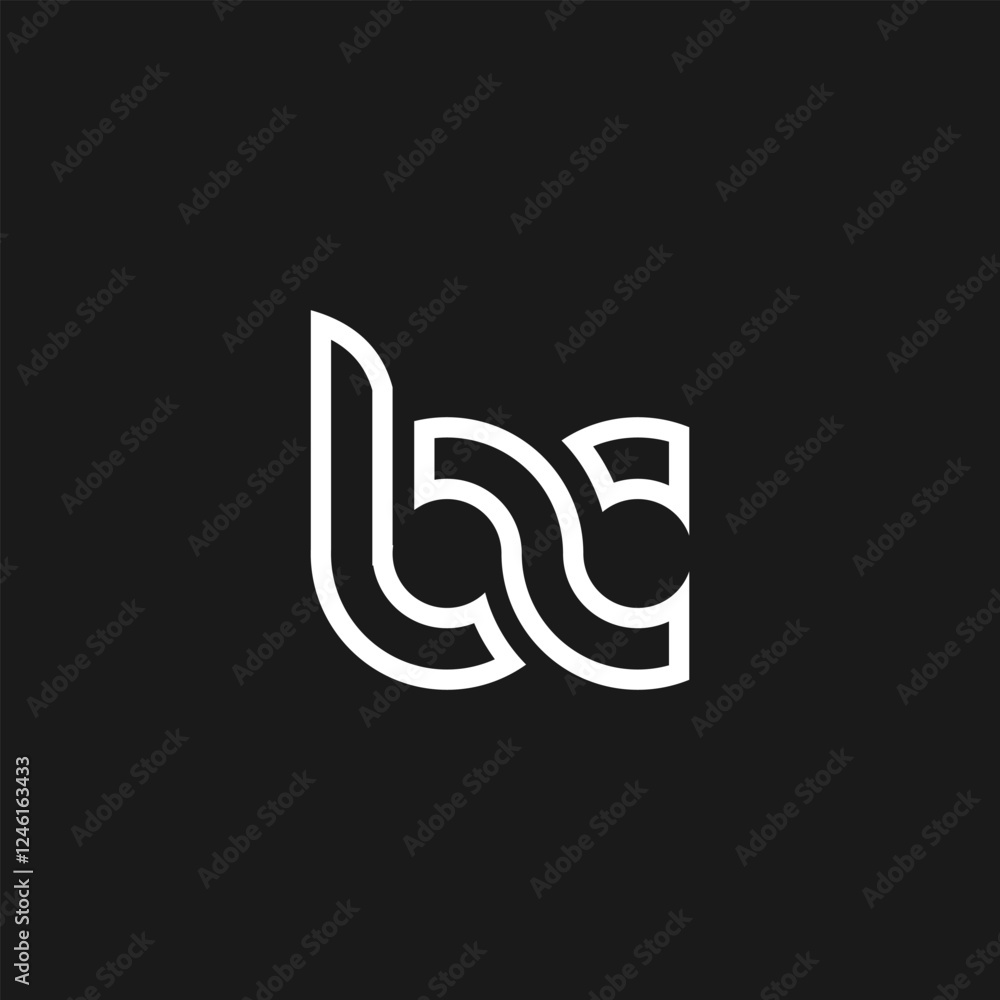 Poster monogram bc logo design with interlocking rounded lines and minimalist aesthetic