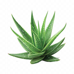abstract 3d green aloe vera pup with water gel drops isolated on white background
