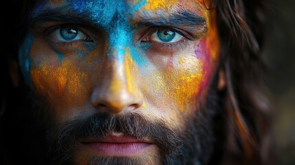 colorful vivid portrait of jesus christ as a symbol of faith and spirituality