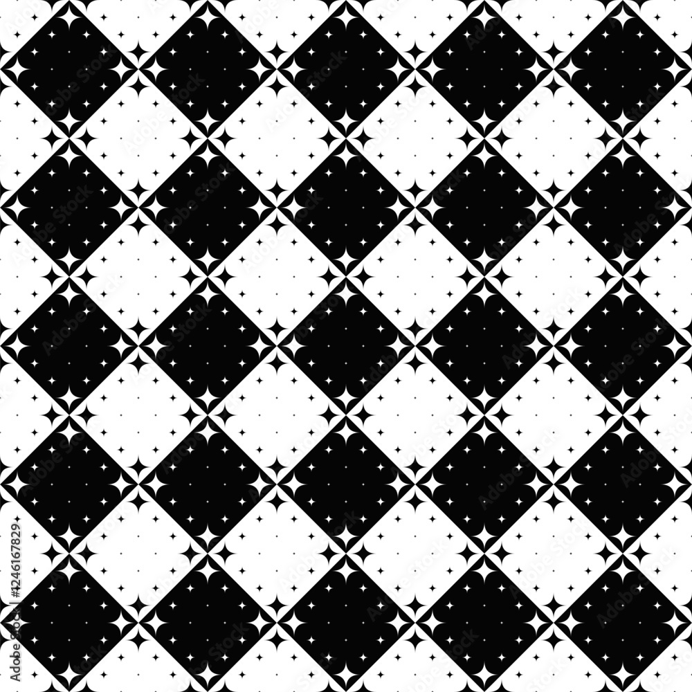 Poster monochrome curved star pattern background - abstract vector graphic design from stars