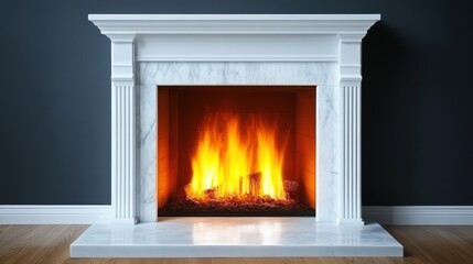 Cozy Fireplace with Bright Flames in Modern Interior Setting