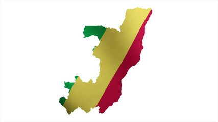 The Flag of CONGO Waves Within Its Map with Beautiful Animation
