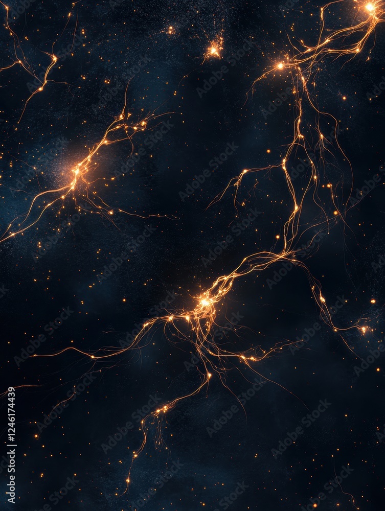 Aufkleber Exploring the intricate network of the brain and nervous system with glowing neuron pathways and electrical activity. Generative AI