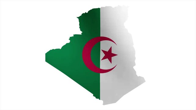 The Flag of ALGERIA Waves Within Its Map with Beautiful Animation