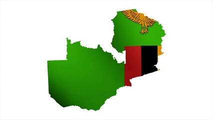 The Flag of ZAMBIA Waves Within Its Map with Beautiful Animation