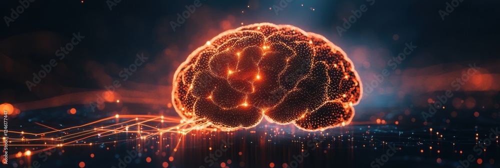 Aufkleber scientific depiction of the brain and nervous system with glowing neuron pathways and subtle electri