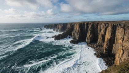 Fototapeta premium Rocky Cliffs Overlooking a Vast Ocean