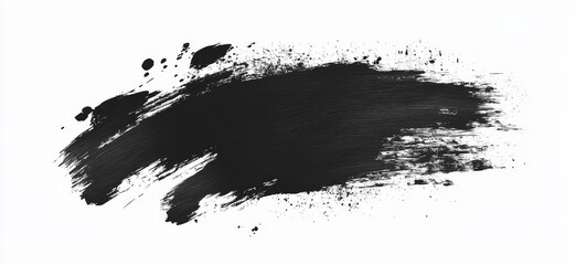 Black paint brush stroke, white background, texture design