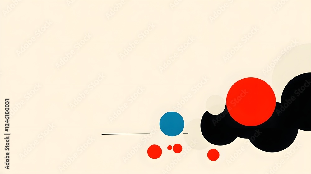 Poster abstract colorful composition with circles on light background
