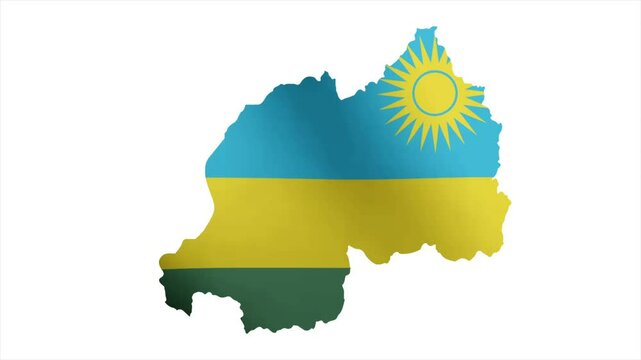 The Flag of RWANDA Waves Within Its Map with Beautiful Animation