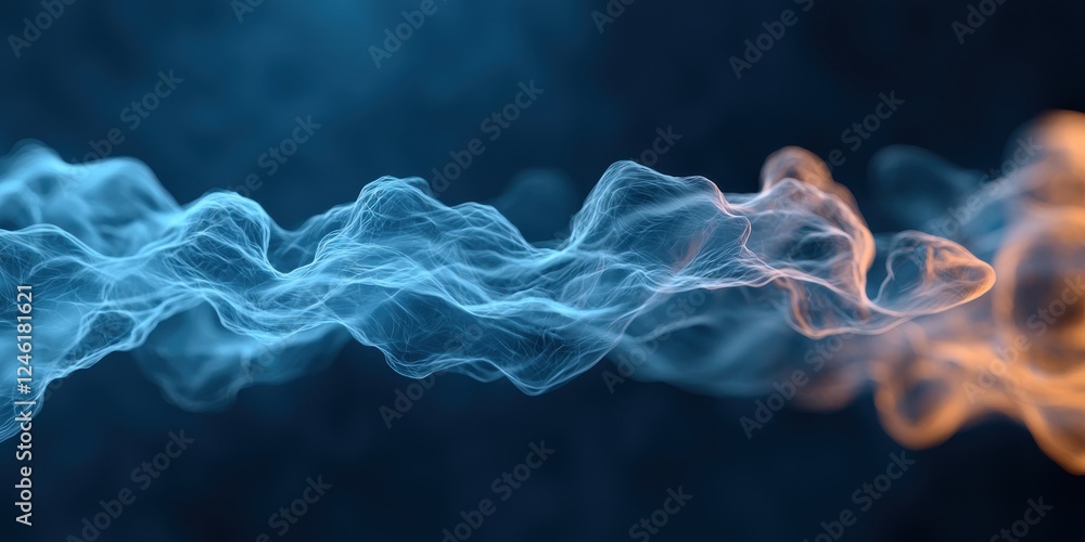 Poster a dynamic swirl of blue and orange smoke-like waves, creating an ethereal and captivating visual eff