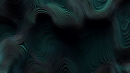 Abstract teal waves, dark background, design