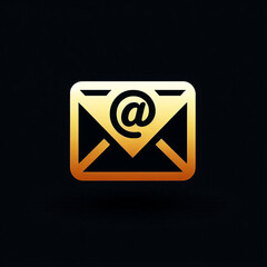 Golden luxury e mail icon minimal logo on black background