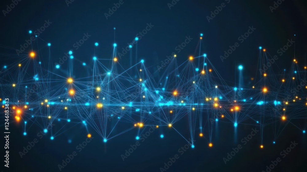Aufkleber abstract digital network with glowing nodes and connections