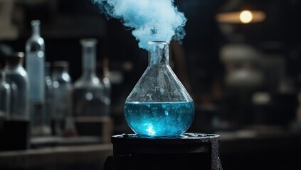 Mystical Blue Potion Brewing: A Dark Chemistry Experiment