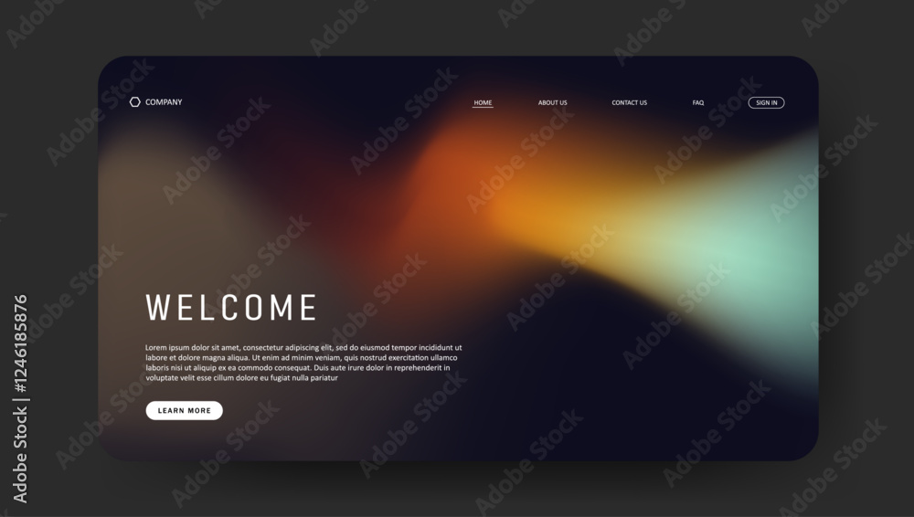 Poster fluid gradient landing page website design