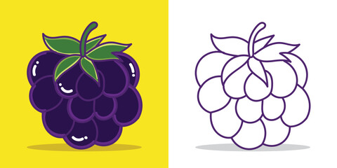 a Blackberry illustration for a coloring book or design element