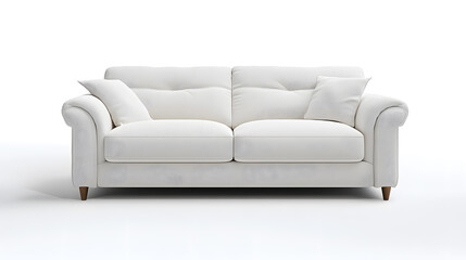 White comfortable sofa mock up isolated on white background