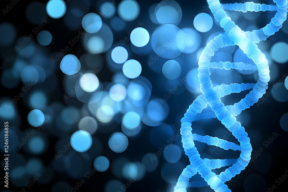 Aufkleber abstract dna double helix structure against a bokeh background, representing genetic research, scien