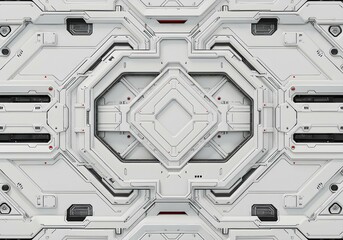 Advanced spaceship interior panel with cybernetic design and mechanical structures
