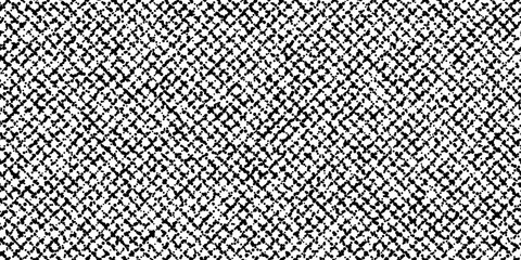 Slub worn linen checkered slant seamless pattern. Abstract bg with black texture of flax fabric. Melange wool textile. Rough rug with uneven dots and specks. Vector illustration