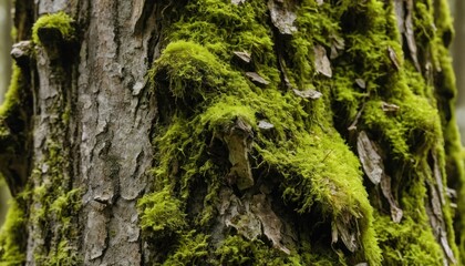 Textured Tree Bark with Moss