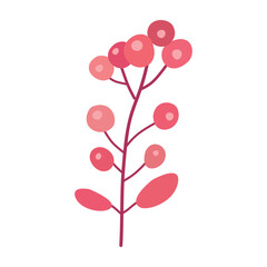 Branch with leaves and berries, isolated, vector illustration, design