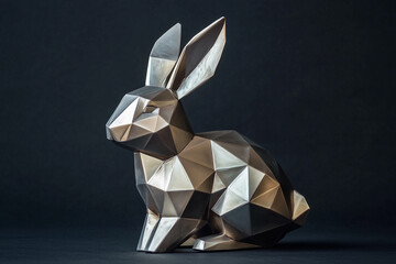 Geometric Easter rabbit sculpture made of sharp facets creates a modern artistic expression for festive decor