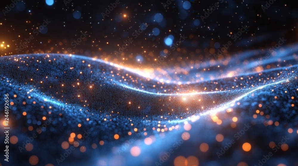 Poster futuristic blue background with digital matrix patterns