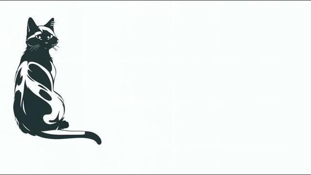 Video Minimalist Cat Silhouette &ndash; Vector Illustration