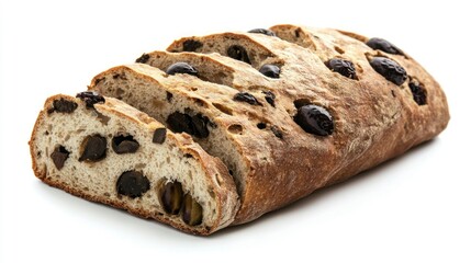 Rustic olive loaf with chunky olives bakery food photography natural setting close-up culinary delight