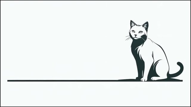 Video Minimalist Cat Silhouette &ndash; Vector Illustration