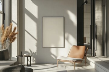 Modern Minimalist Living Room Design with Empty Frame