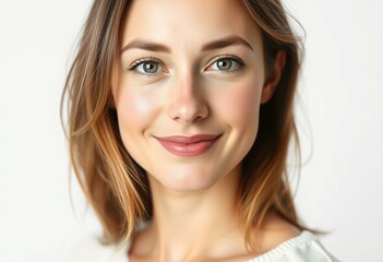 Naklejka premium Half-length female portrait on white background