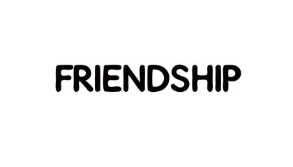 the word friendship is written in pink on a white background