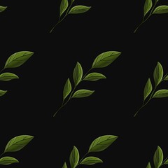 Seamless Pattern Magnolia Flower Big Design on Black Background