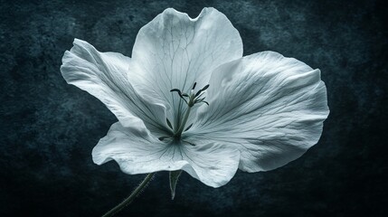 Serene White Flower Still Life Delicate Beauty with Artistic Dark Background Contrast.