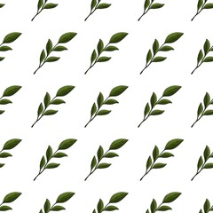 Seamless Pattern Magnolia Leaves Small Design on White Background