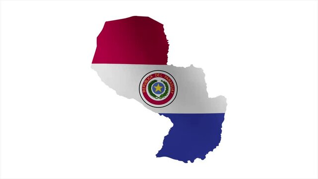 The Flag of PARAGUAY Waves Within Its Map with Beautiful Animation