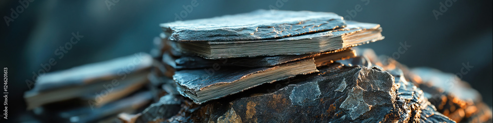 Poster stacked slate rocks with textural details