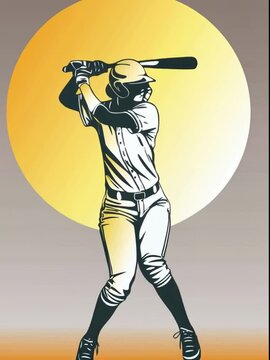 Video Baseball Player Ready to Swing &ndash; Vintage Sports Illustration