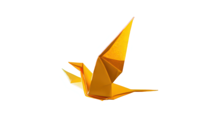 origami paper ship  isolated on transparent background