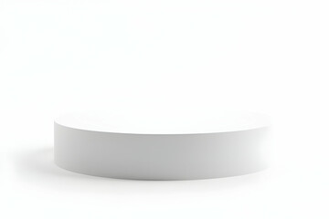 Modern White Round Display Stand On A Clean White Background. Minimalist Design. Simple Style. Elegant Display Platform. Versatile Furniture. Neutral Colors. Great For