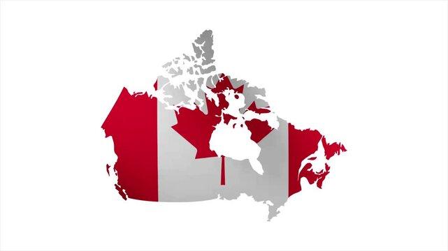 The Flag of CANADA Waves Within Its Map with Beautiful Animation