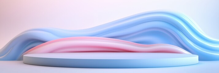 Pastel blue and soft pink podium designed for presentations and creative displays