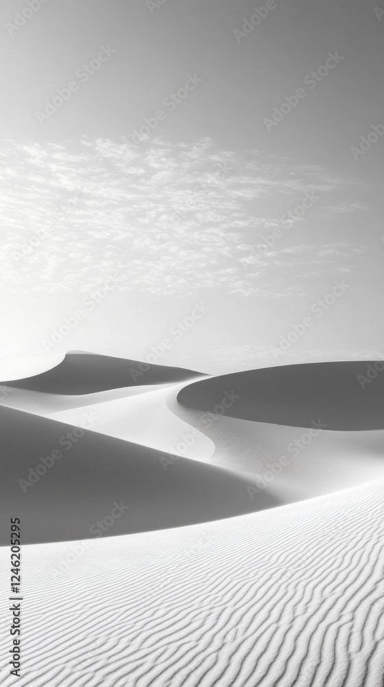 Poster a sweeping view of endless, smooth dunes showcases the beauty of a minimalist desert landscape. soft