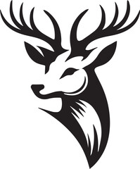 Majestic Deer with Intricate Antlers – Bold Black and White Tribal-Style Vector

