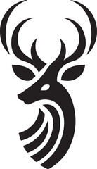 Majestic Deer with Intricate Antlers – Bold Black and White Tribal-Style Vector

